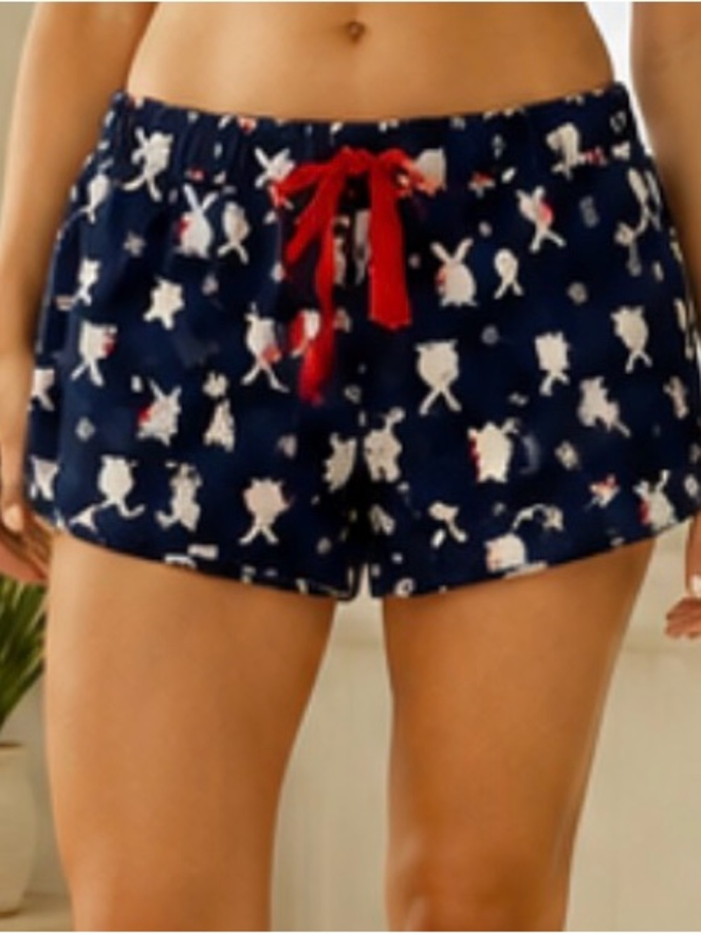 Aerie American Eagle Bunny Snowflake Lounge Pajama Shorts M Navy